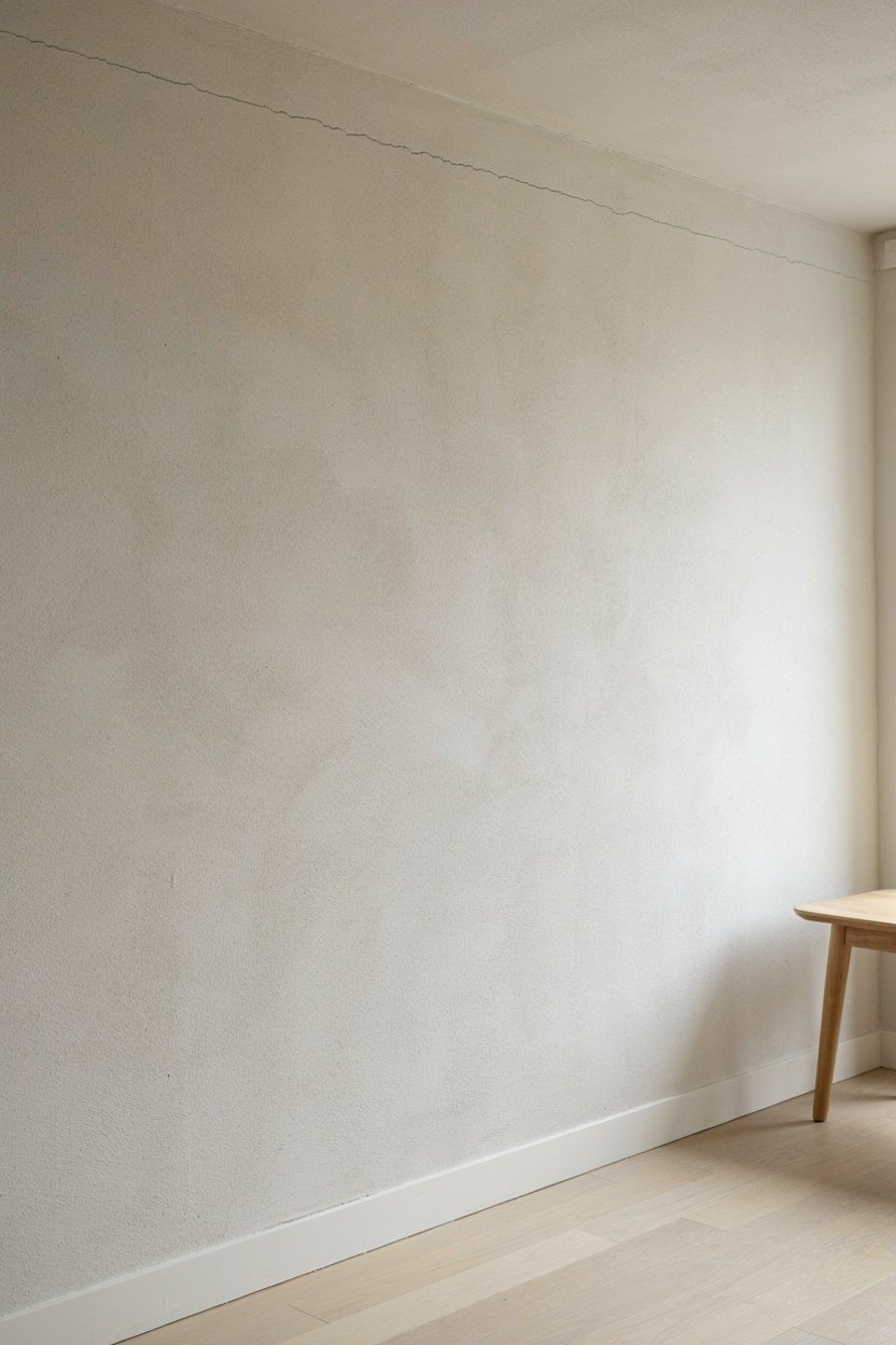 One long wall left completely bare in a small japandi room