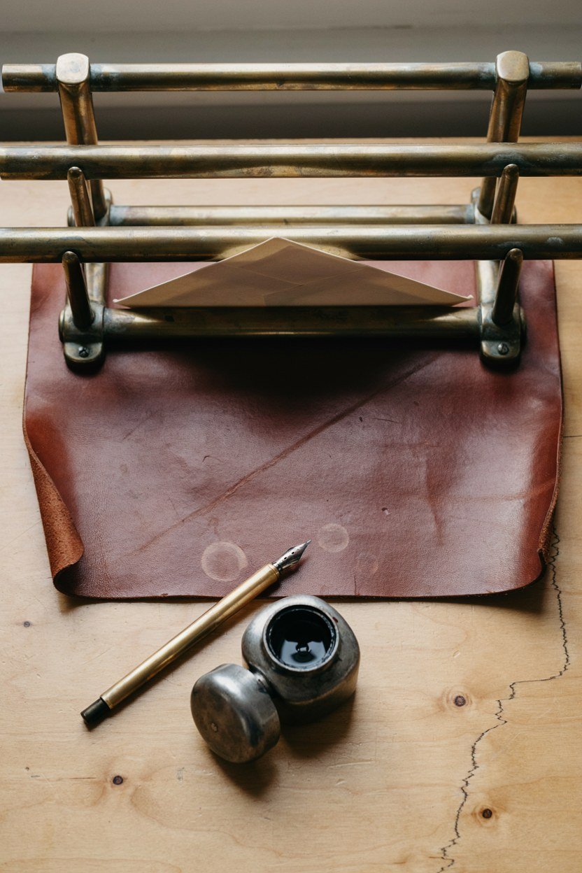 Vintage brass letter rack and desk accessories found second hand