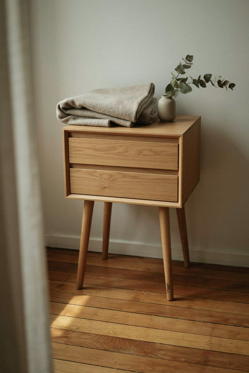 Oak sideboard on slim tapered legs with floor running underneath