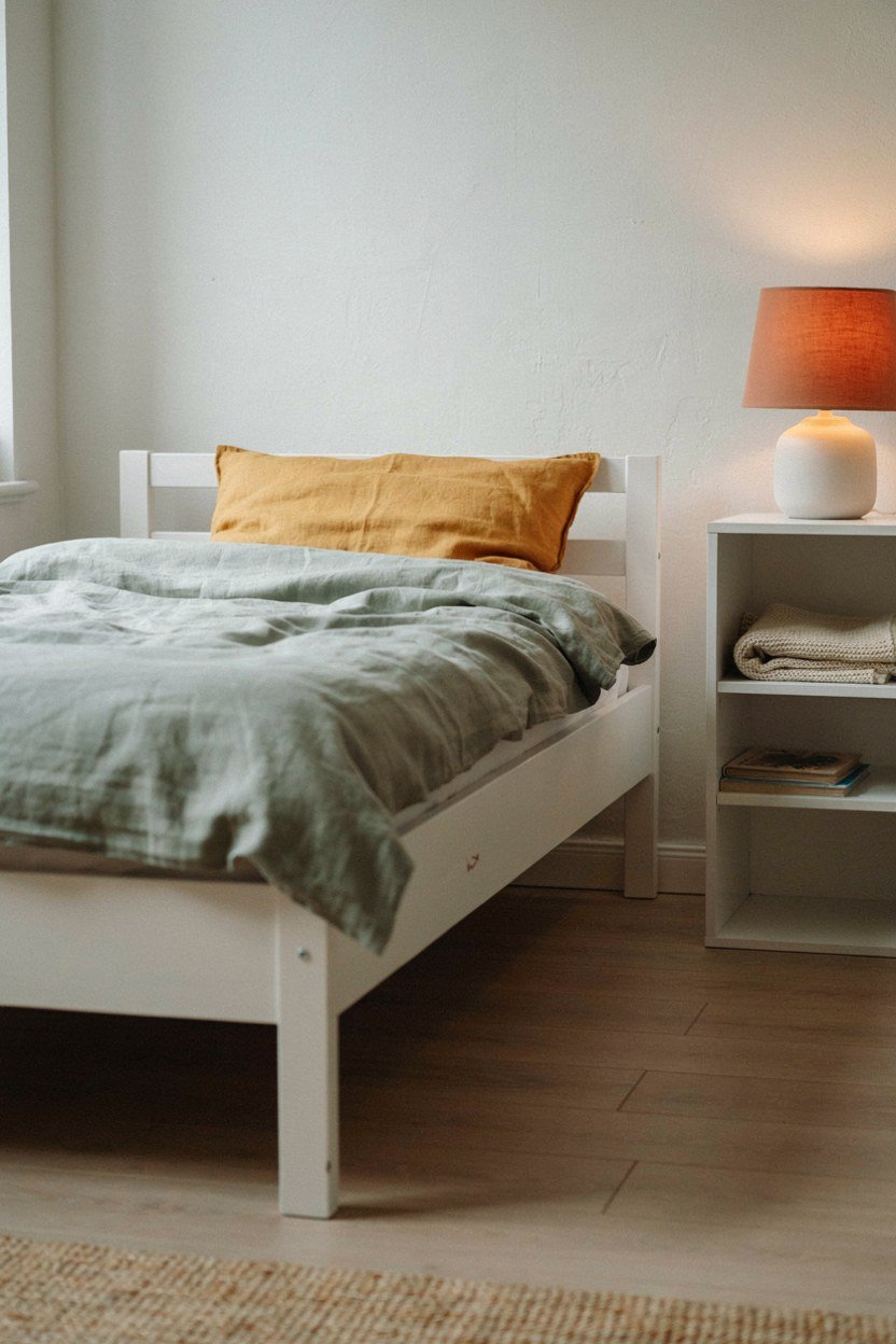 Plain neutral kids furniture with changeable decorative details