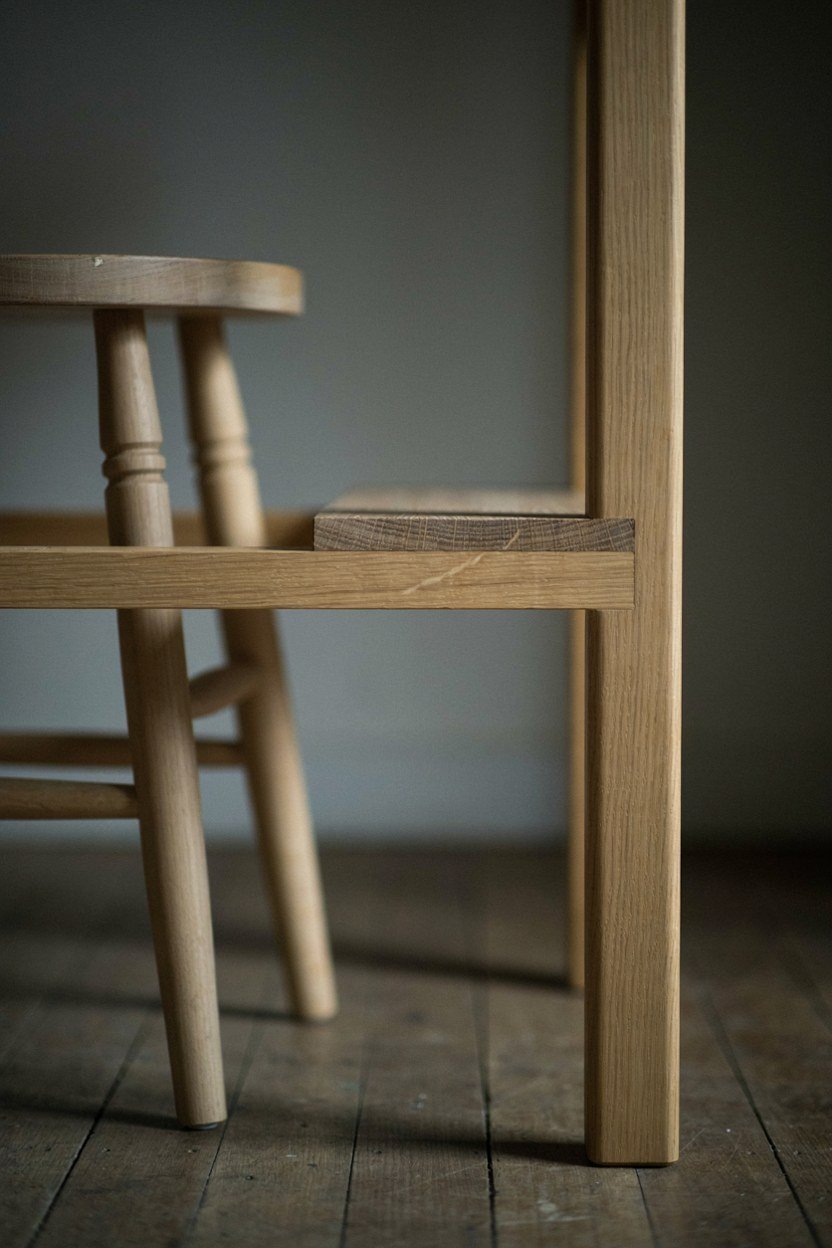 Three oak pieces in the same pale tone arranged together