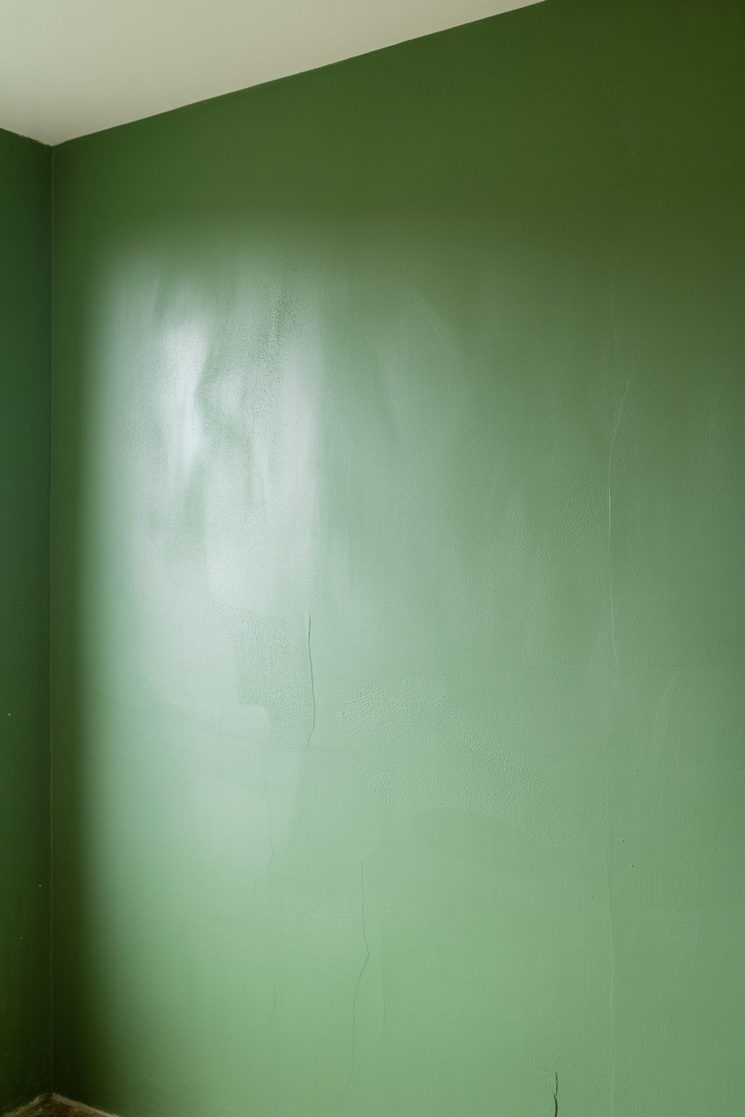 A plain soft green wall left free of any metallic finish