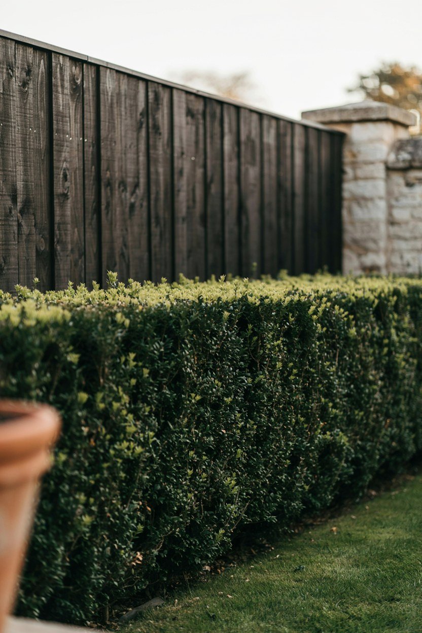 Clipped yew hedge enclosing a small Victorian town garden